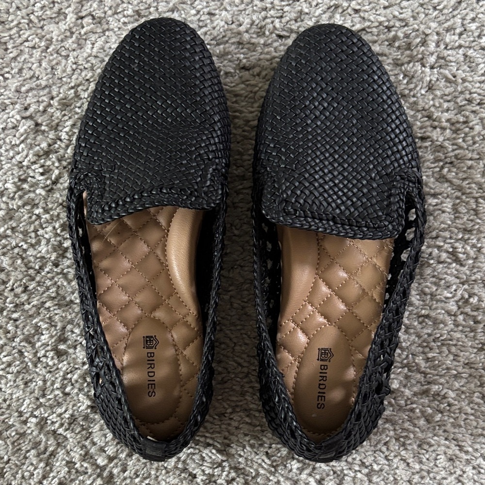 Birdies Black Woven Loafers
